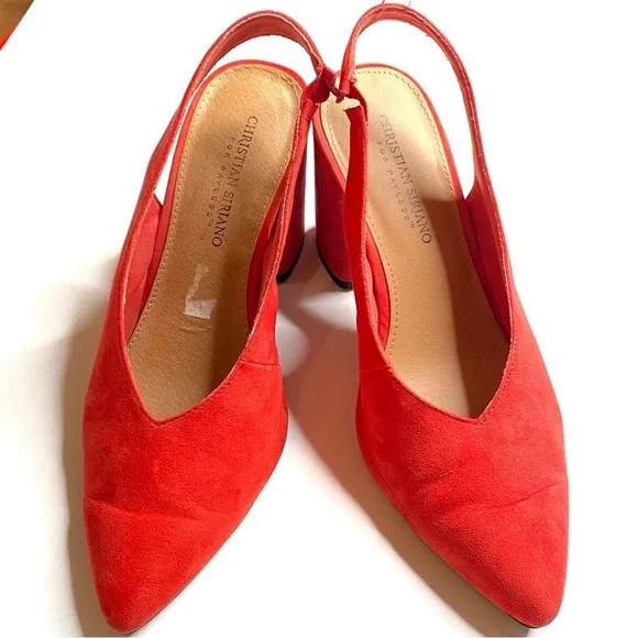 Women Christian Siriano Vibrant Dark Orange shoes Textile TopSolid Heel US8 EU39 - Picture 8 of 12